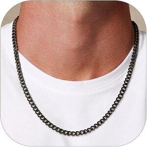 Miami Cuban Link Chain Necklace for Men Stainless Black-4.8mm Plated Hip Hop